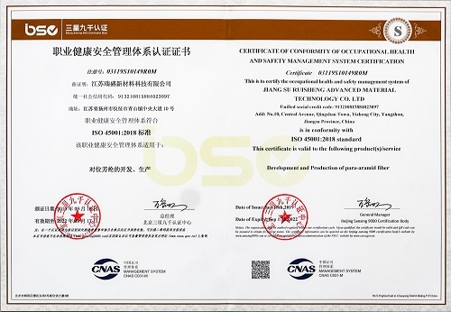 （ISO45001职业健全安全治理系统认证证书）
