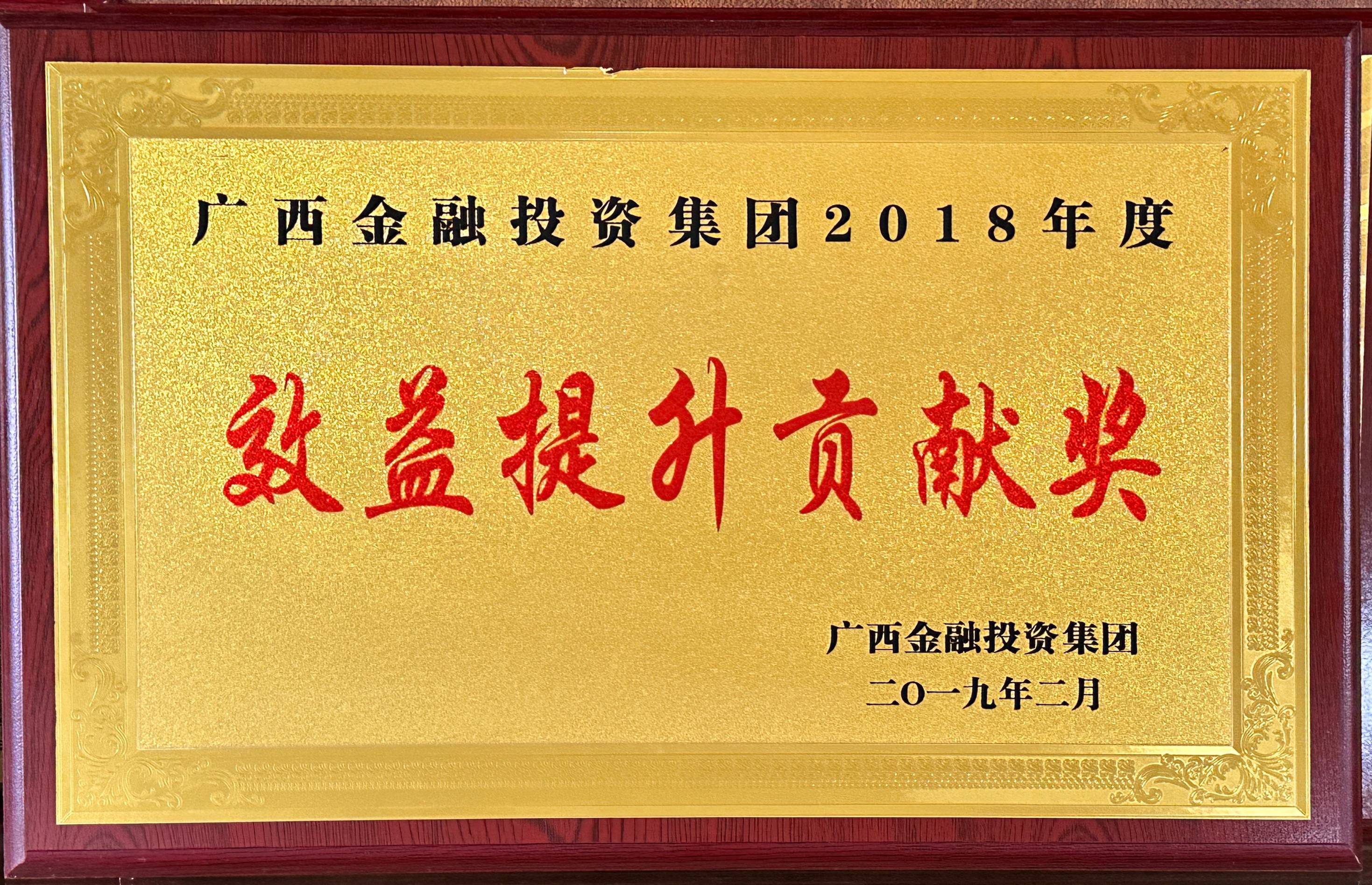 广西金融投资集团2018年度效益提升孝顺奖